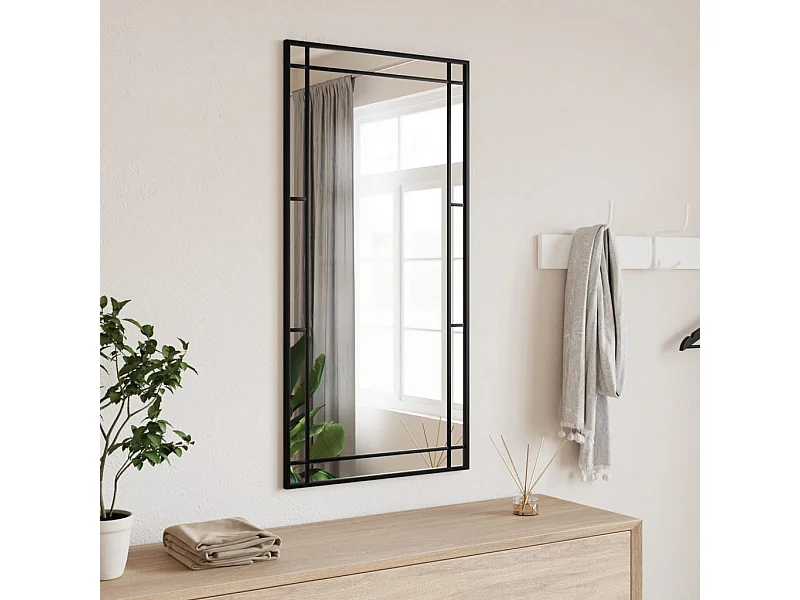 Miroir mural noir 50x100 cm rectangulaire fer FR54195
