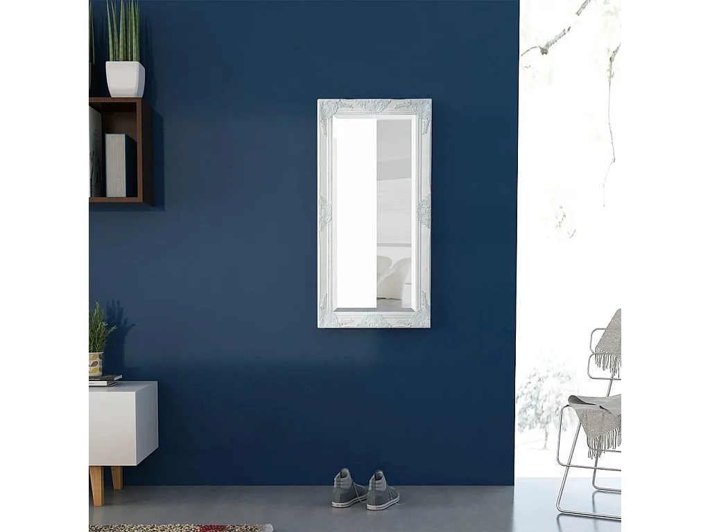 Miroir mural style baroque 100x50 cm blanc FR78900