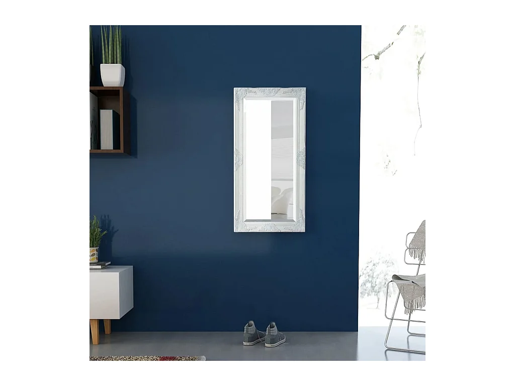 Miroir mural style baroque 100x50 cm blanc FR78900