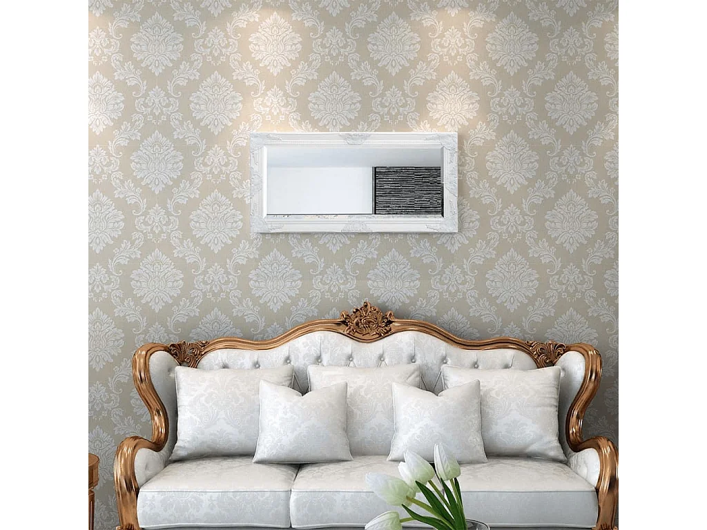 Wandspiegel Barok 100 x 50 cm wit BE313293
