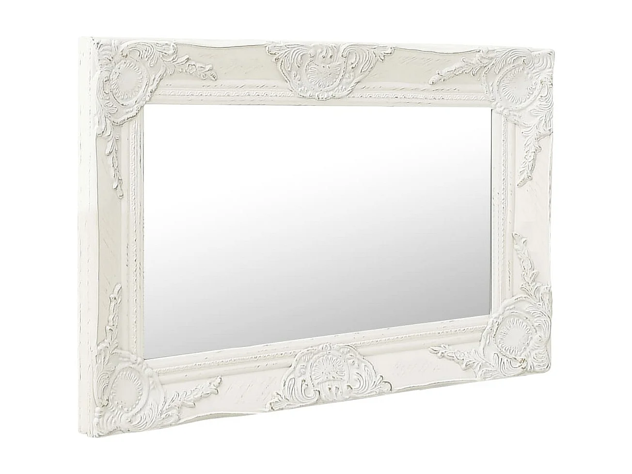 Espelho de parede estilo barroco 60x40 cm branco PT445701