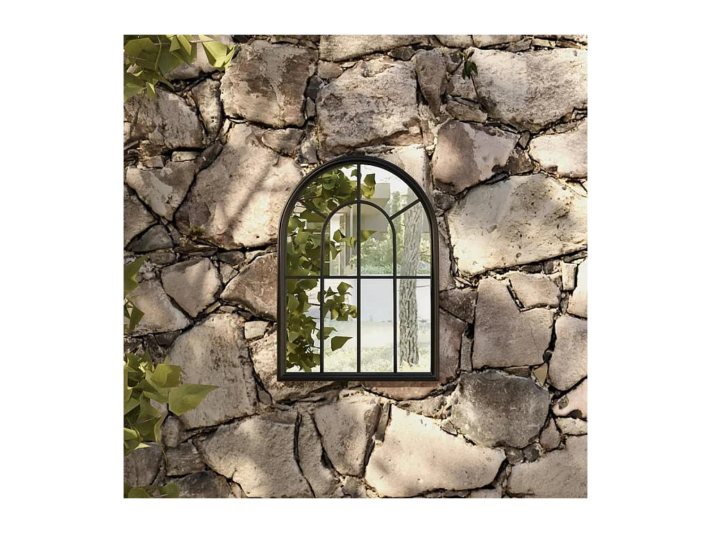 Miroir de jardin Noir 60x45 cm Fer pour utilisation extérieure FR41306