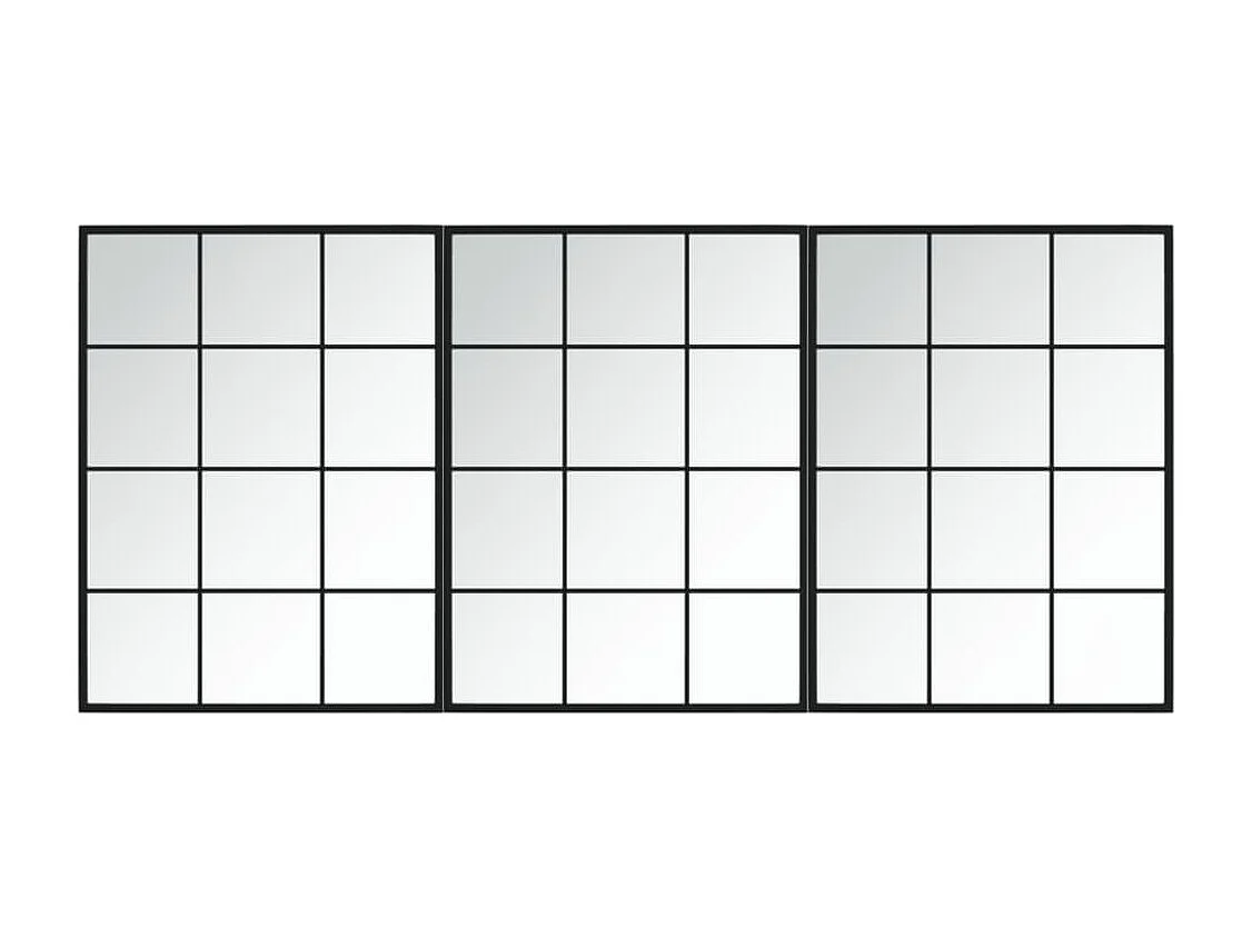 Miroirs muraux 3 pcs noir 80x60 cm métal FR67609