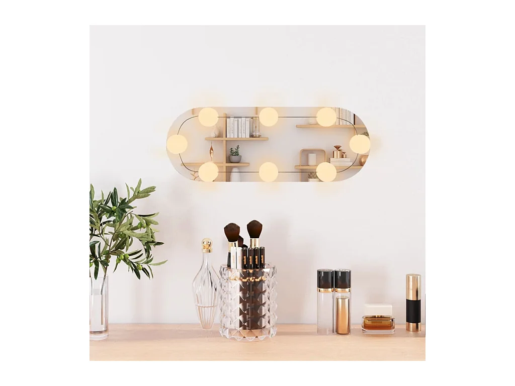 Wandspiegel met LED's ovaal 15x40 cm glas BE664939