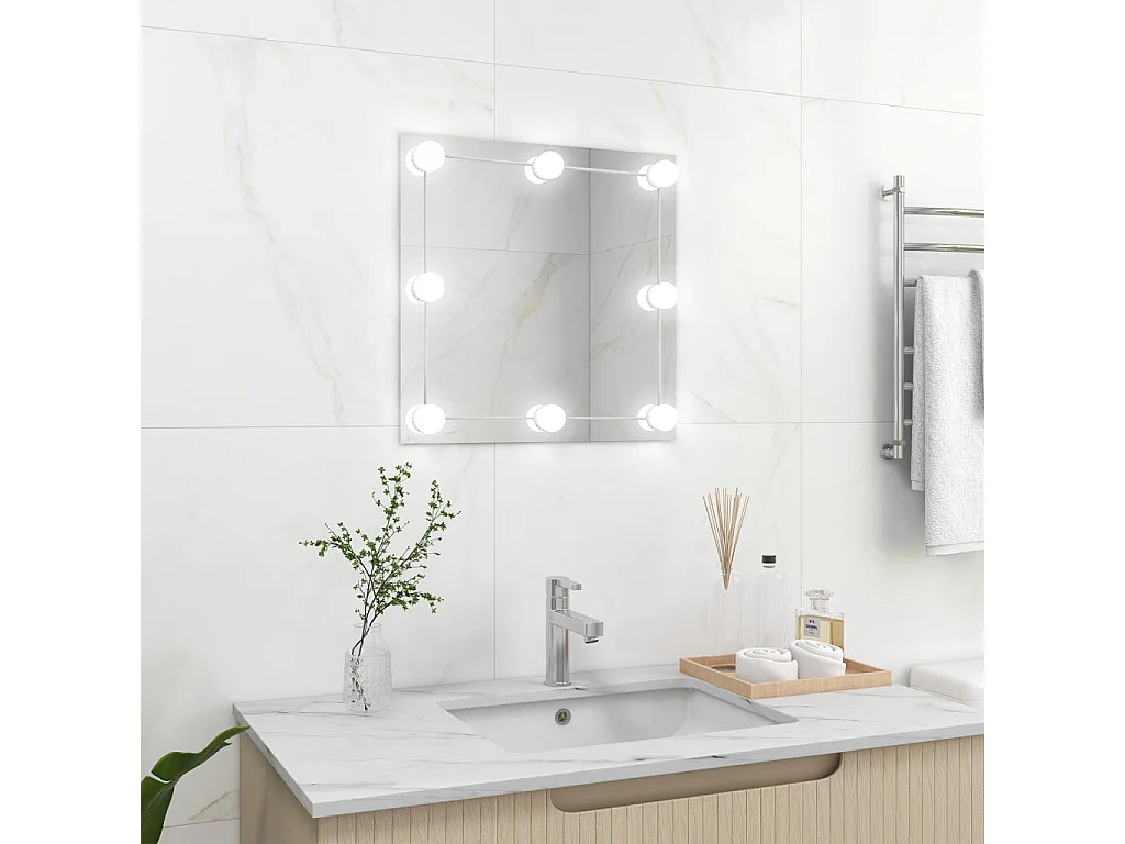 Miroir mural avec lampes LED Carré Verre FR62635