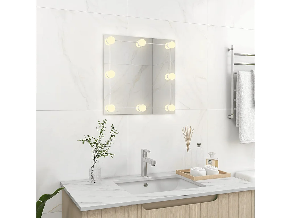 Miroir mural avec lampes LED Carré Verre FR62635