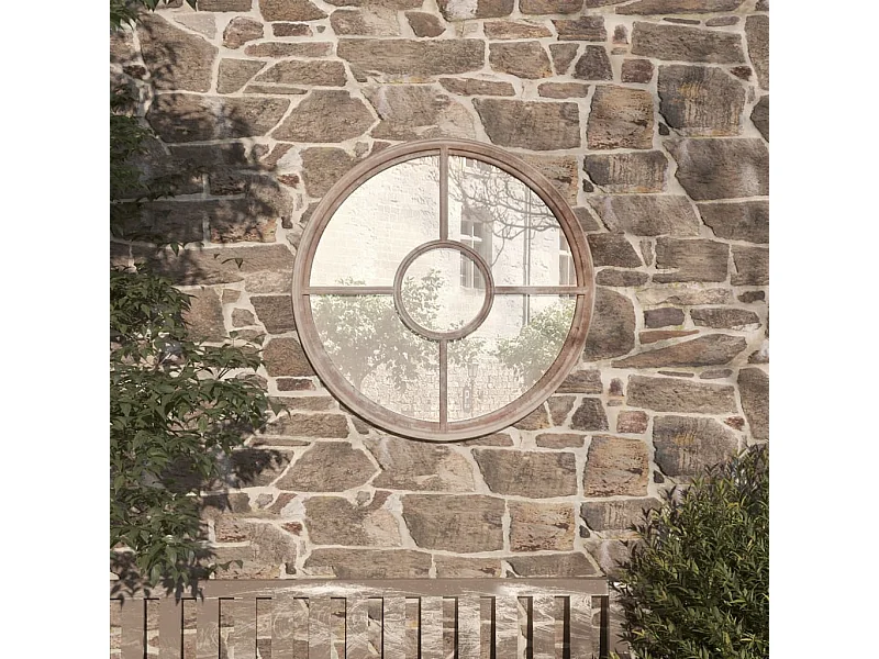 Tuinspiegel rond 60x4 cm ijzer zandkleurig BE634277