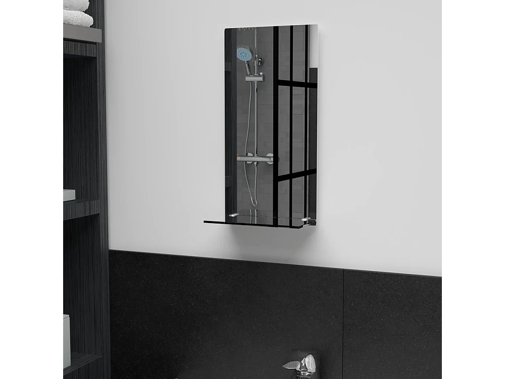 Miroir mural avec étagère 20x40 cm Verre trempé FR52903