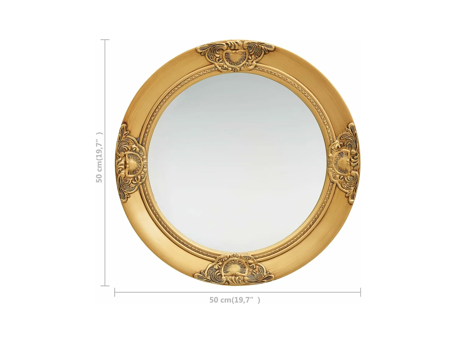 Espejo de pared estilo barroco dorado 50 cm ES254855