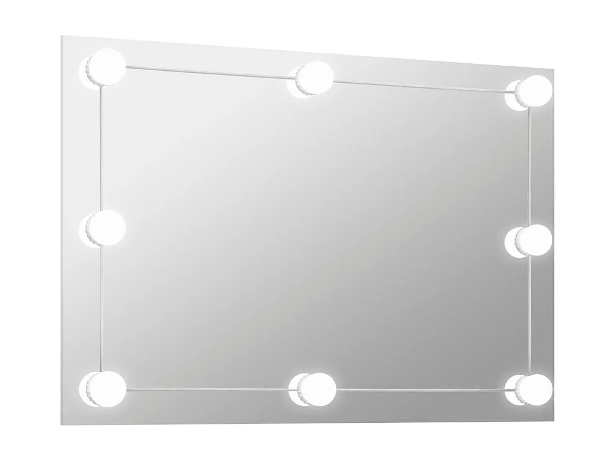 Miroir mural sans cadre avec lampes LED Rectangulaire Verre FR40458