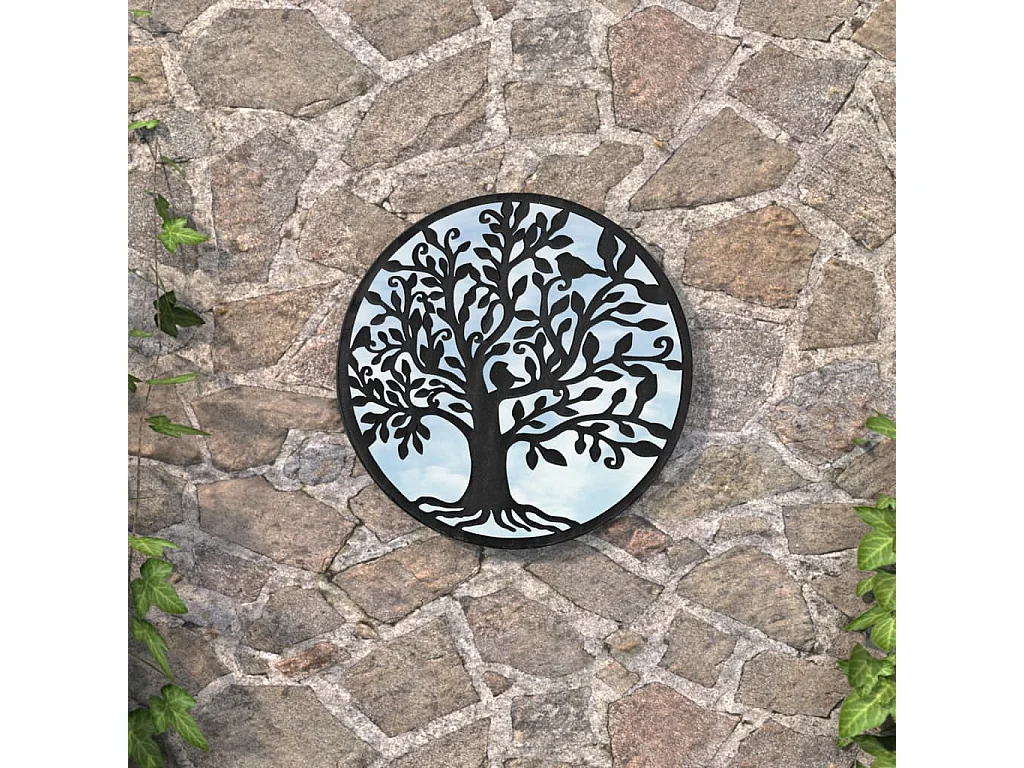 Miroir de jardin Noir 40x2,5 cm Fer Rond utilisation extérieure FR28511