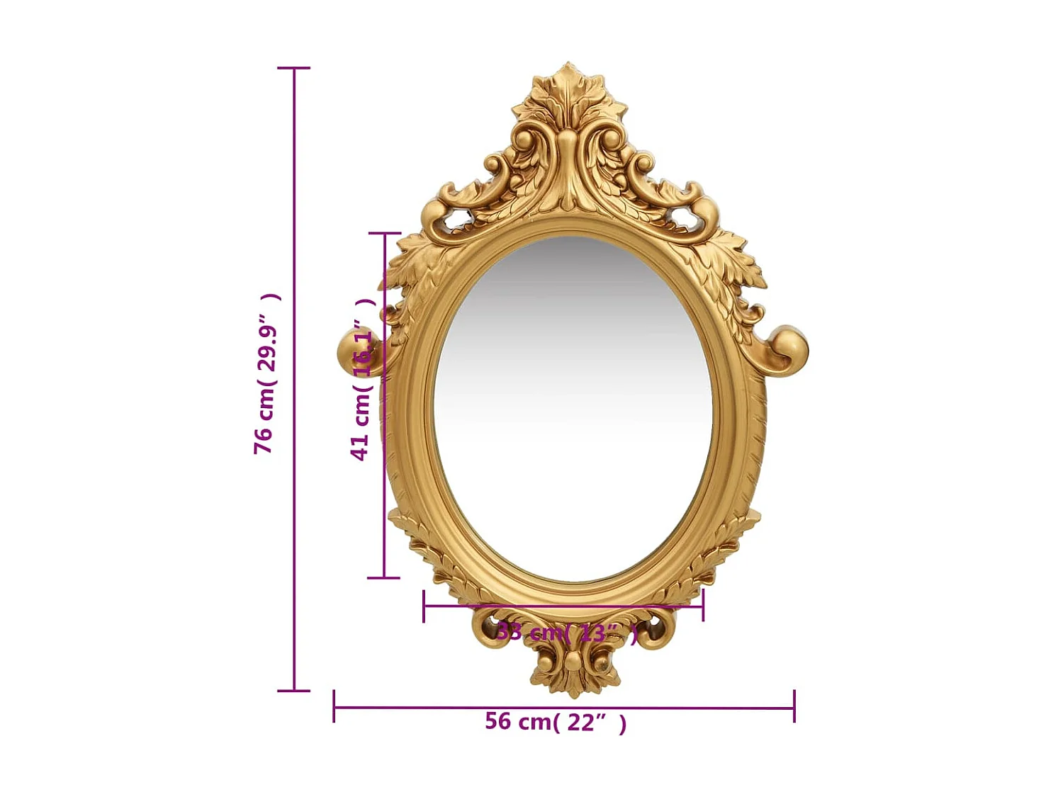 Miroir mural style château 56x76 cm Doré FR18232