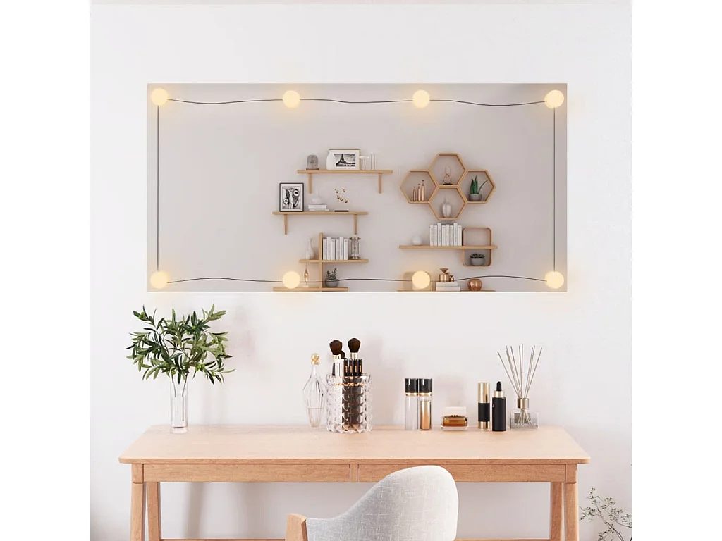 Espejo de pared rectangular con luces LED vidrio 50x100 cm ES802034