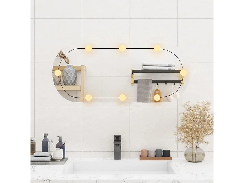 Miroir mural avec lumières LED 35x80 cm verre ovale FR27443