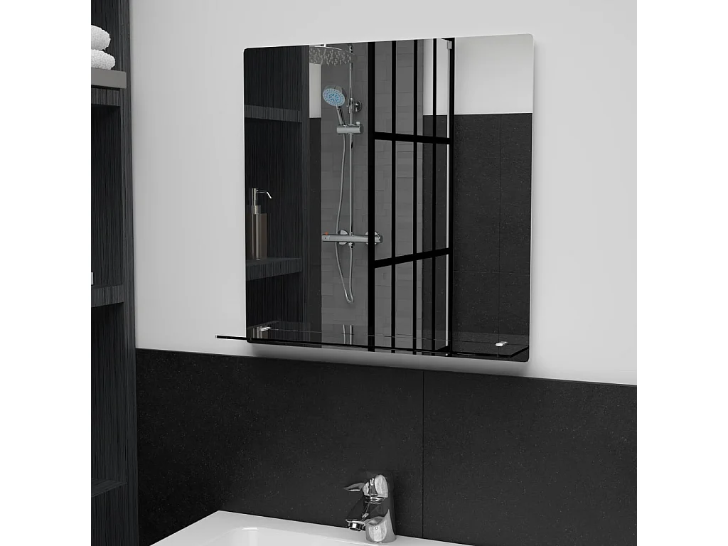 Miroir mural avec étagère 50x50 cm Verre trempé FR86006