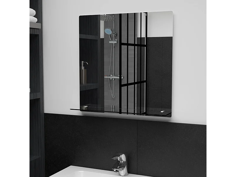 Wandspiegel met schap 50x50 cm gehard glas BE141595