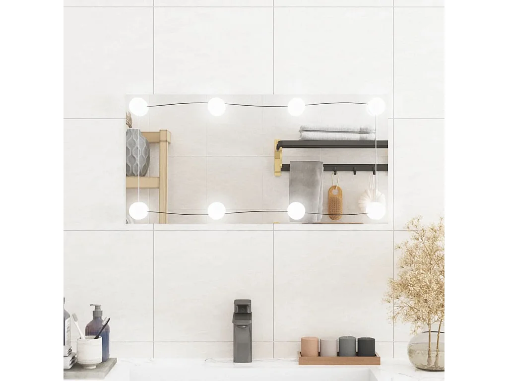 Miroir mural avec lumières LED 30x60 cm verre rectangulaire FR26947