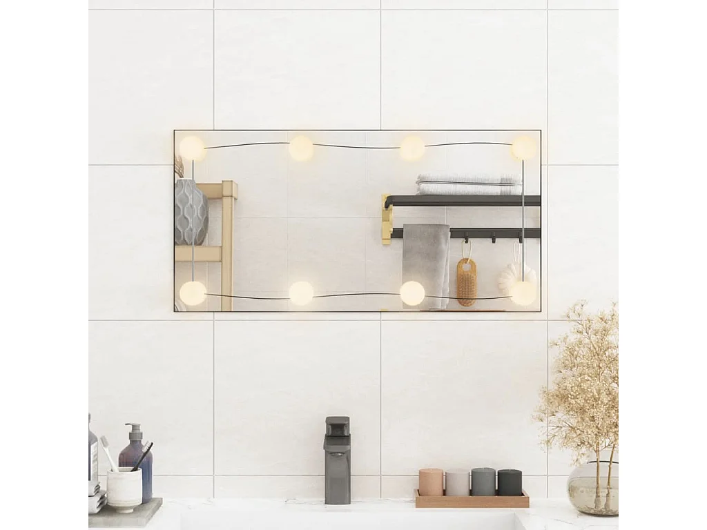 Miroir mural avec lumières LED 30x60 cm verre rectangulaire FR26947