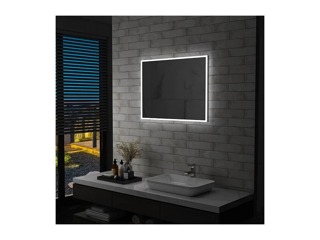 Miroir mural à LED pour salle de bains 80x60 cm FR45862