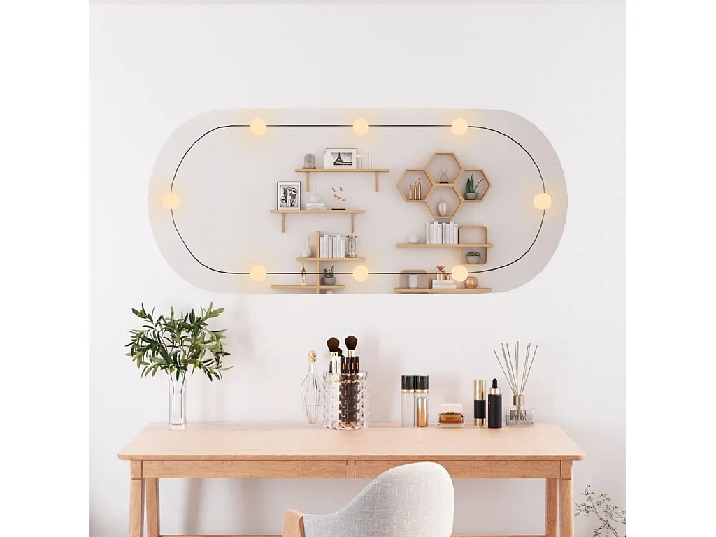 Miroir mural avec lumières LED 45x100 cm verre ovale FR72897