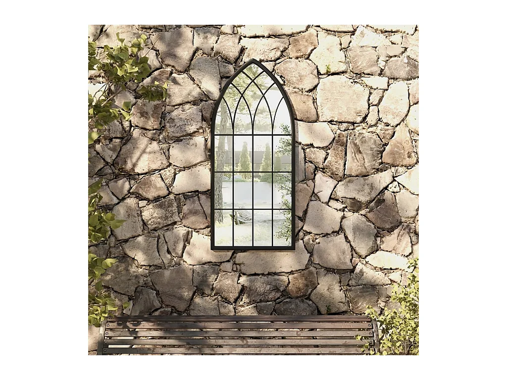 Miroir de jardin Noir 100x45 cm Fer pour utilisation extérieure FR69998