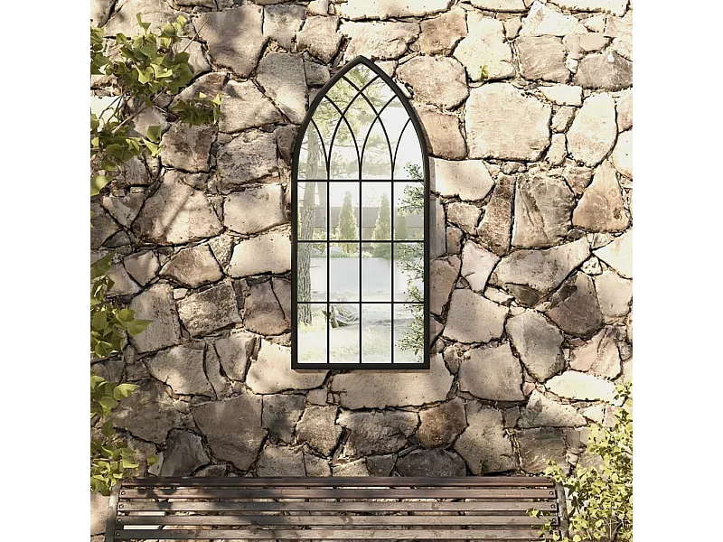 Espelho de jardim p/ uso exterior ferro 100x45 cm preto PT314162