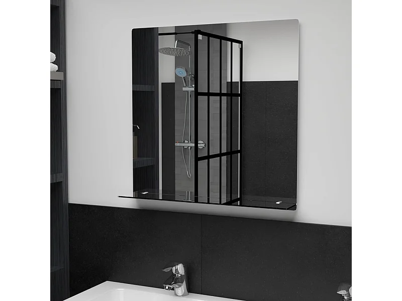 Miroir mural avec étagère 60x60 cm Verre trempé FR44223