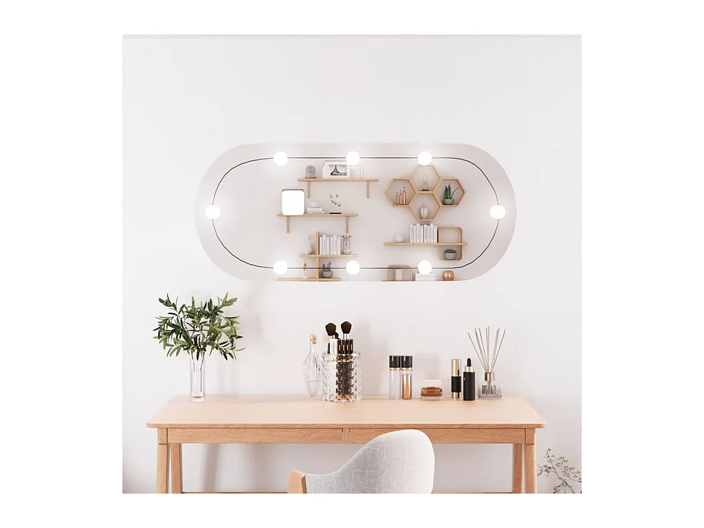 Miroir mural avec lumières LED 25x60 cm verre ovale FR67289