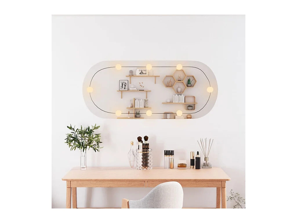 Espejo de pared ovalado con luces LED vidrio 25x60 cm ES884165