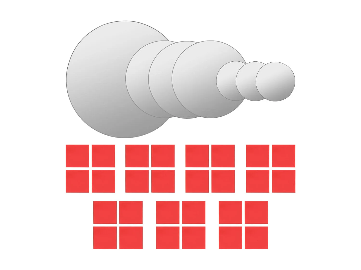 Wandspiegelset rond glas 7-delig BE906610