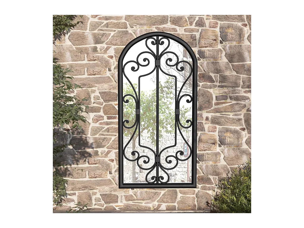 Miroir de jardin Noir 70x30 cm Fer pour utilisation extérieure FR63772