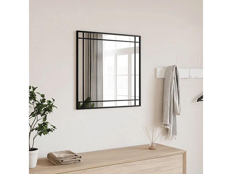 Miroir mural noir 60x60 cm carré fer FR46986