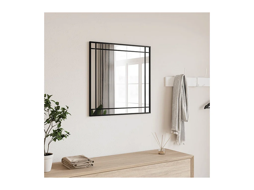 Espejo de pared cuadrado de hierro negro 60x60 cm ES652808