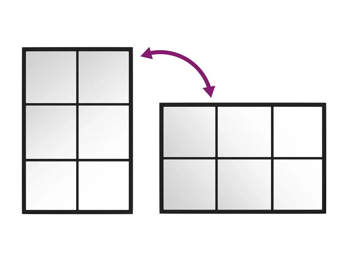 Miroir mural noir 60x40 cm métal FR37593