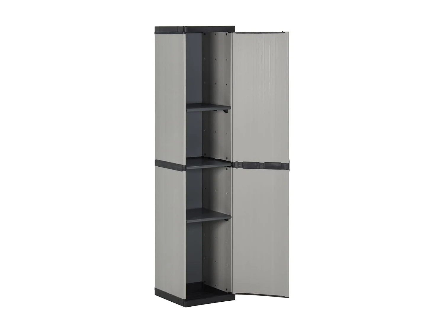 Armoire de rangement de jardin 3 étagères Gris/noir 34x40x168cm FR12475