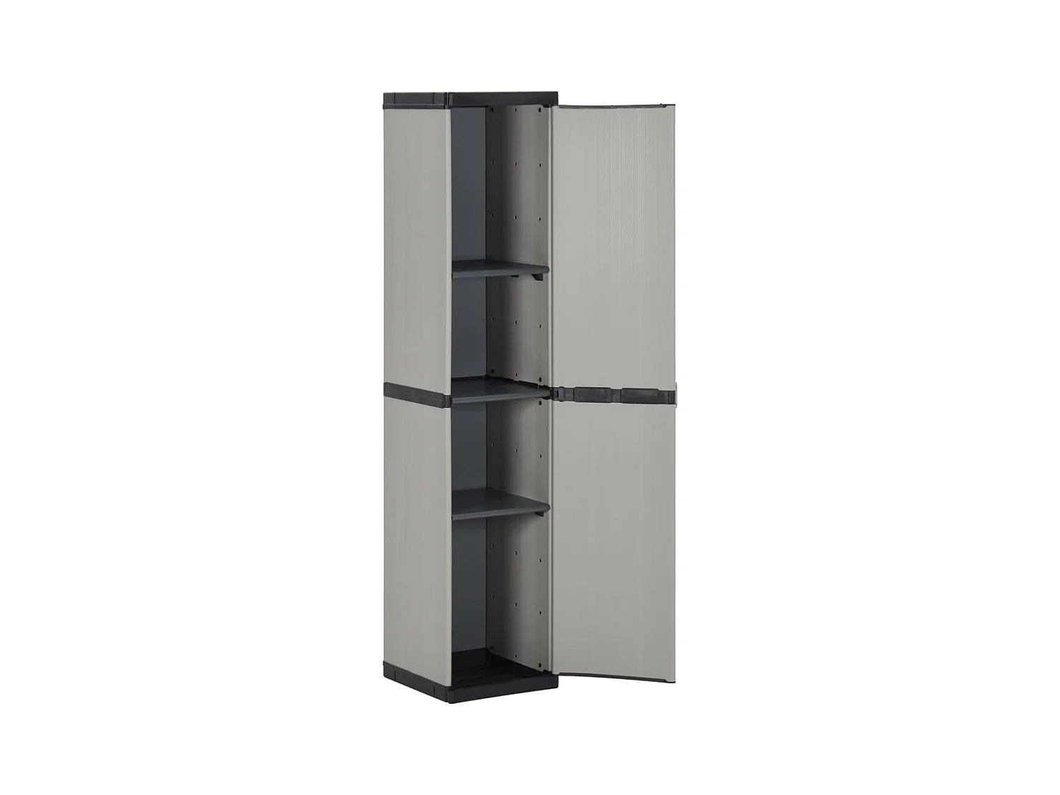 Armoire de rangement de jardin 3 étagères Gris/noir 34x40x168cm FR12475