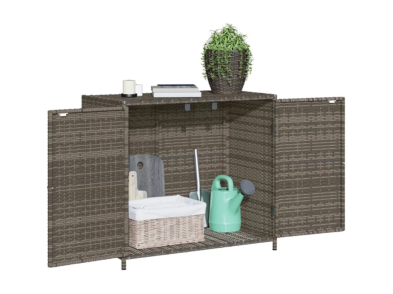 Armoire de rangement de jardin gris 83x45x76 cm résine tressée FR63833