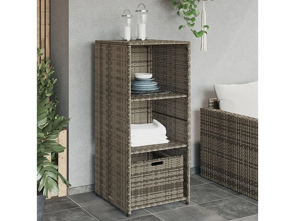 Armoire de rangement de jardin gris 50x55x115 cm résine tressée FR25775