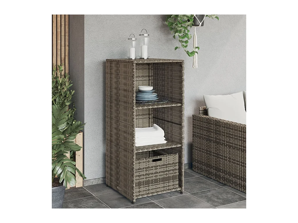 Armoire de rangement de jardin gris 50x55x115 cm résine tressée FR25775