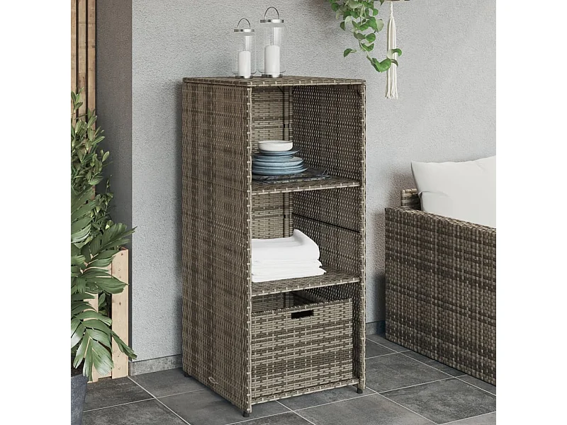 Armoire de rangement de jardin gris 50x55x115 cm résine tressée FR25775
