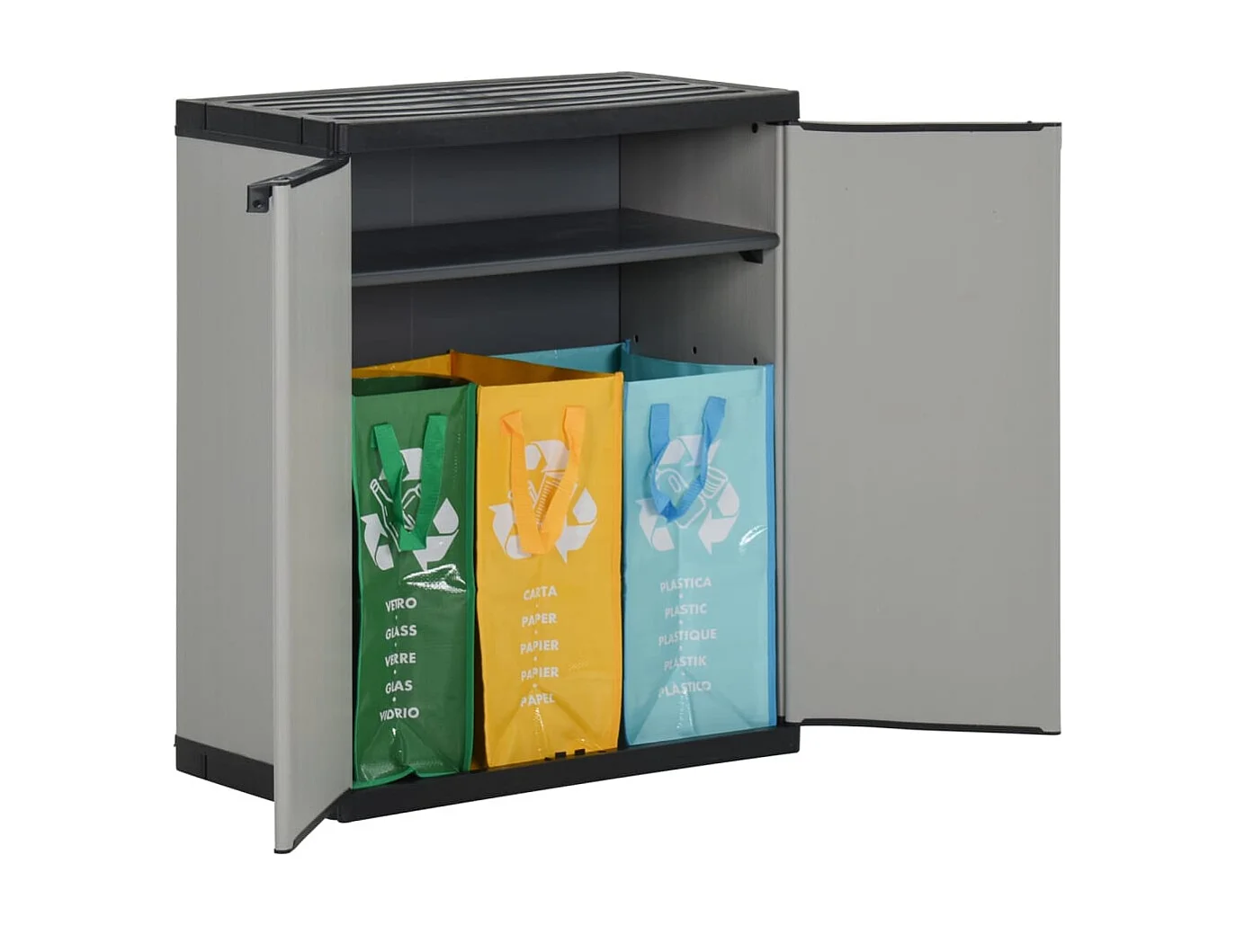 Armoire à déchets de jardin Gris et noir 68x40x85 cm PP FR84711