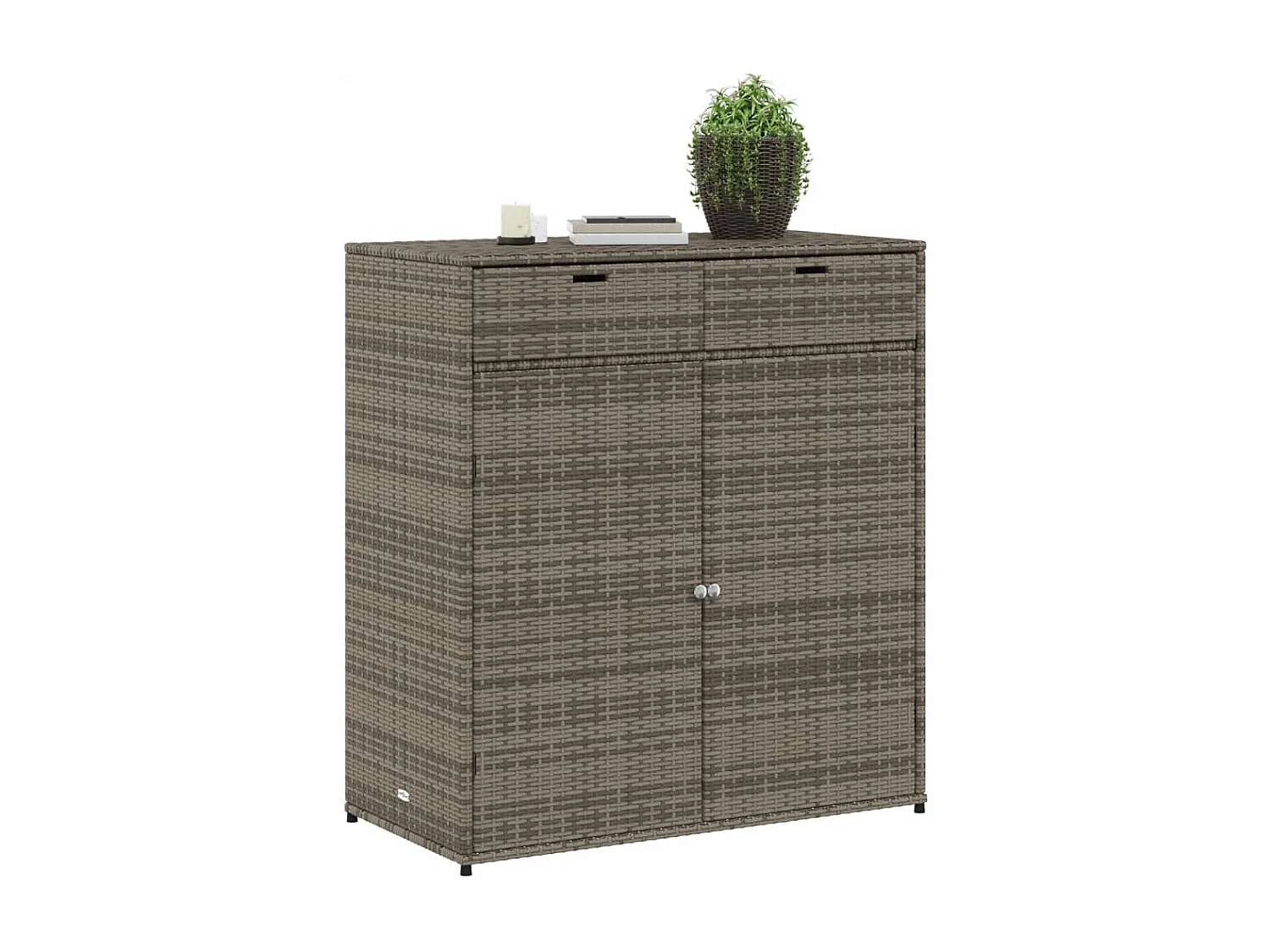Armoire de rangement de jardin gris 105x55x113cm résine tressée FR38459