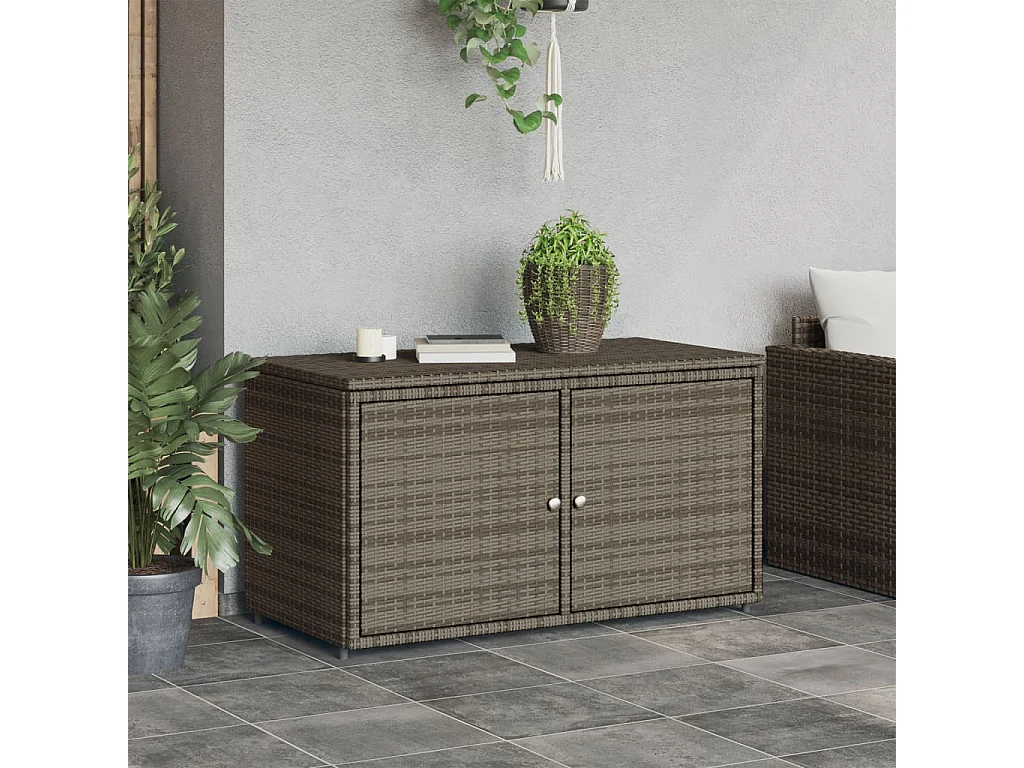 Armoire de rangement jardin gris 110x55x60,5 cm résine tressée FR98723