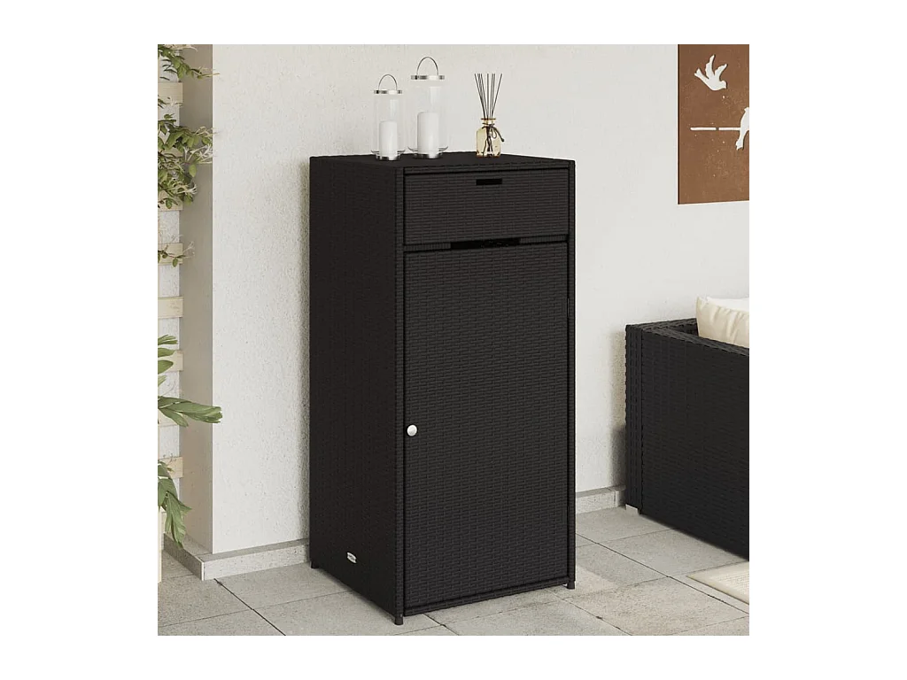 Armoire de rangement de jardin noir 55x55x111 cm résine tressée FR74835