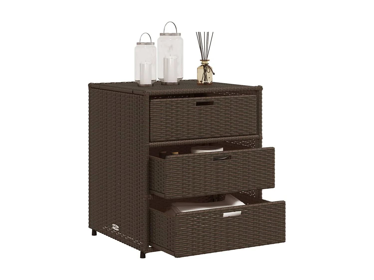 Armário de arrumação para jardim 55x59x69 cm vime PE castanho PT157873