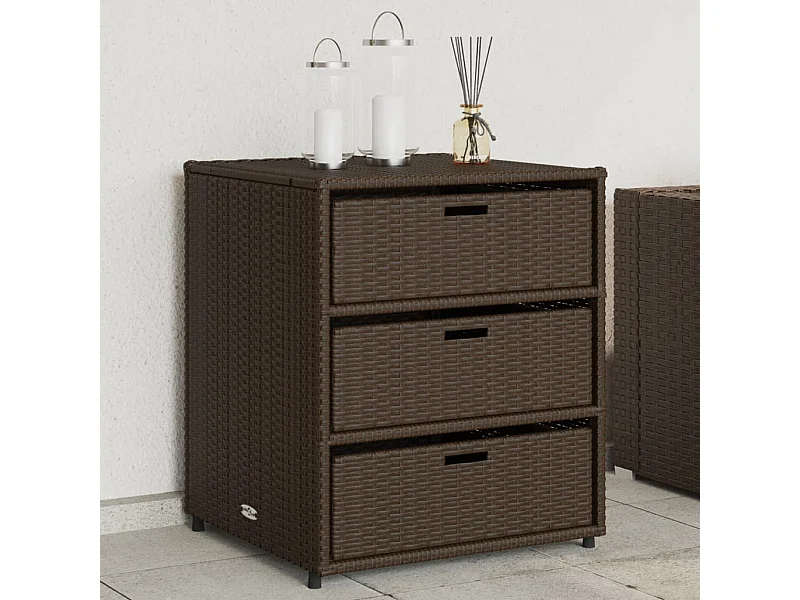 Armoire de rangement de jardin marron 55x59x69cm résine tressée FR83529