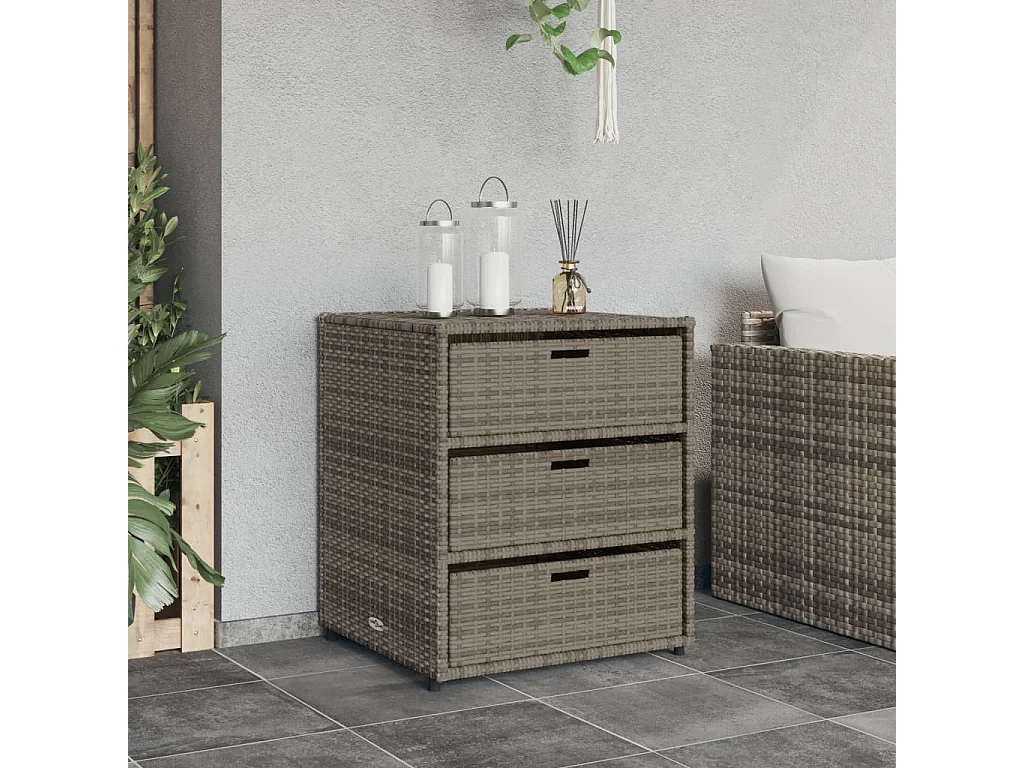 Armoire de rangement de jardin gris 55x59x69 cm résine tressée FR98536