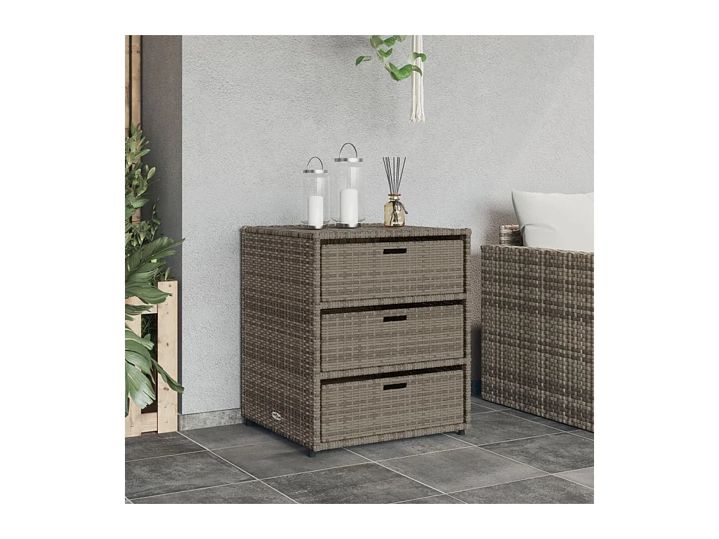Armoire de rangement de jardin gris 55x59x69 cm résine tressée FR98536