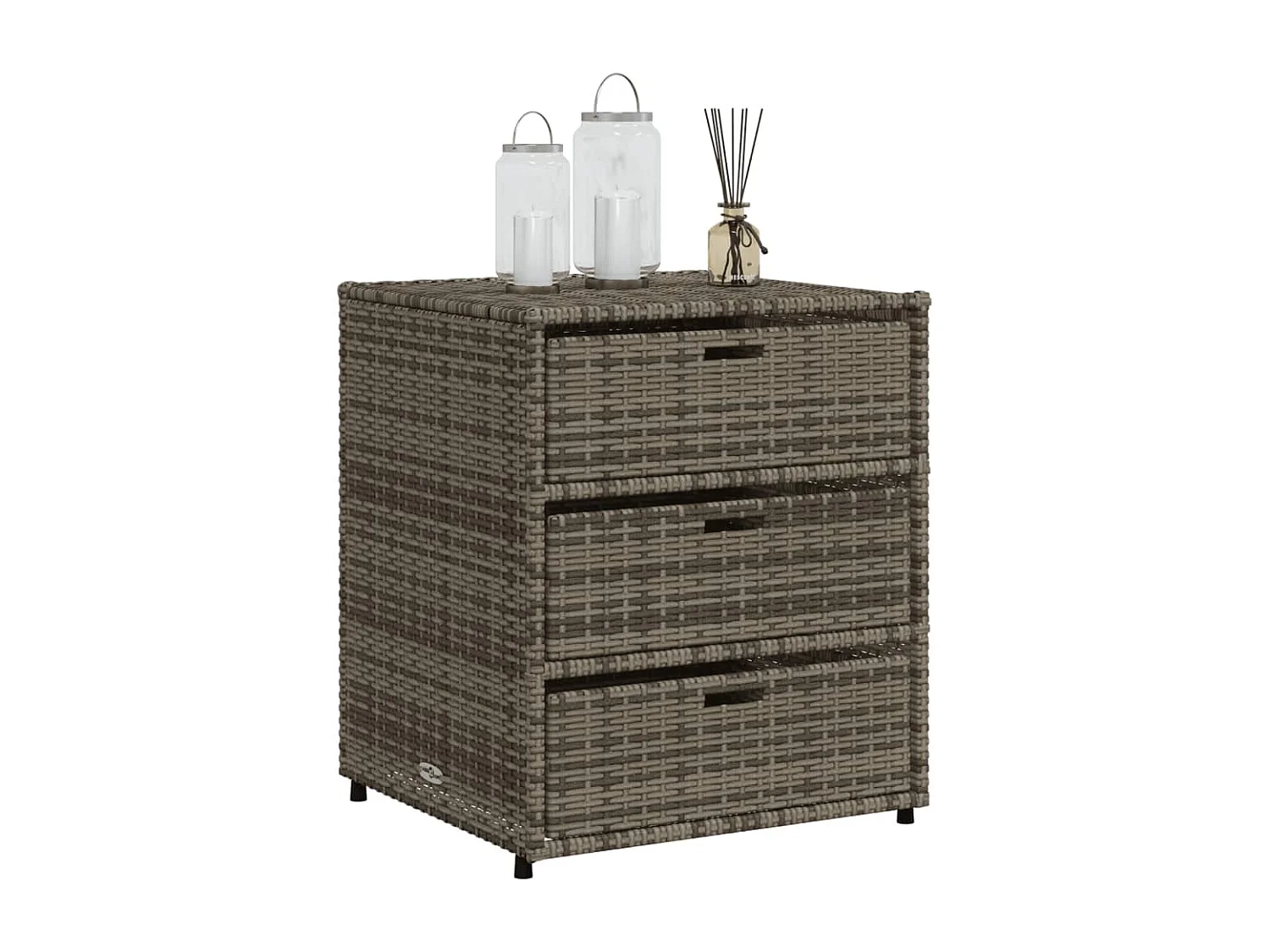 Armoire de rangement de jardin gris 55x59x69 cm résine tressée FR98536