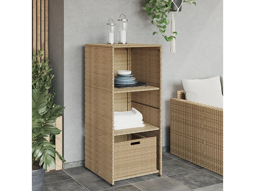 Armoire de rangement de jardin beige 50x55x115cm résine tressée FR78977